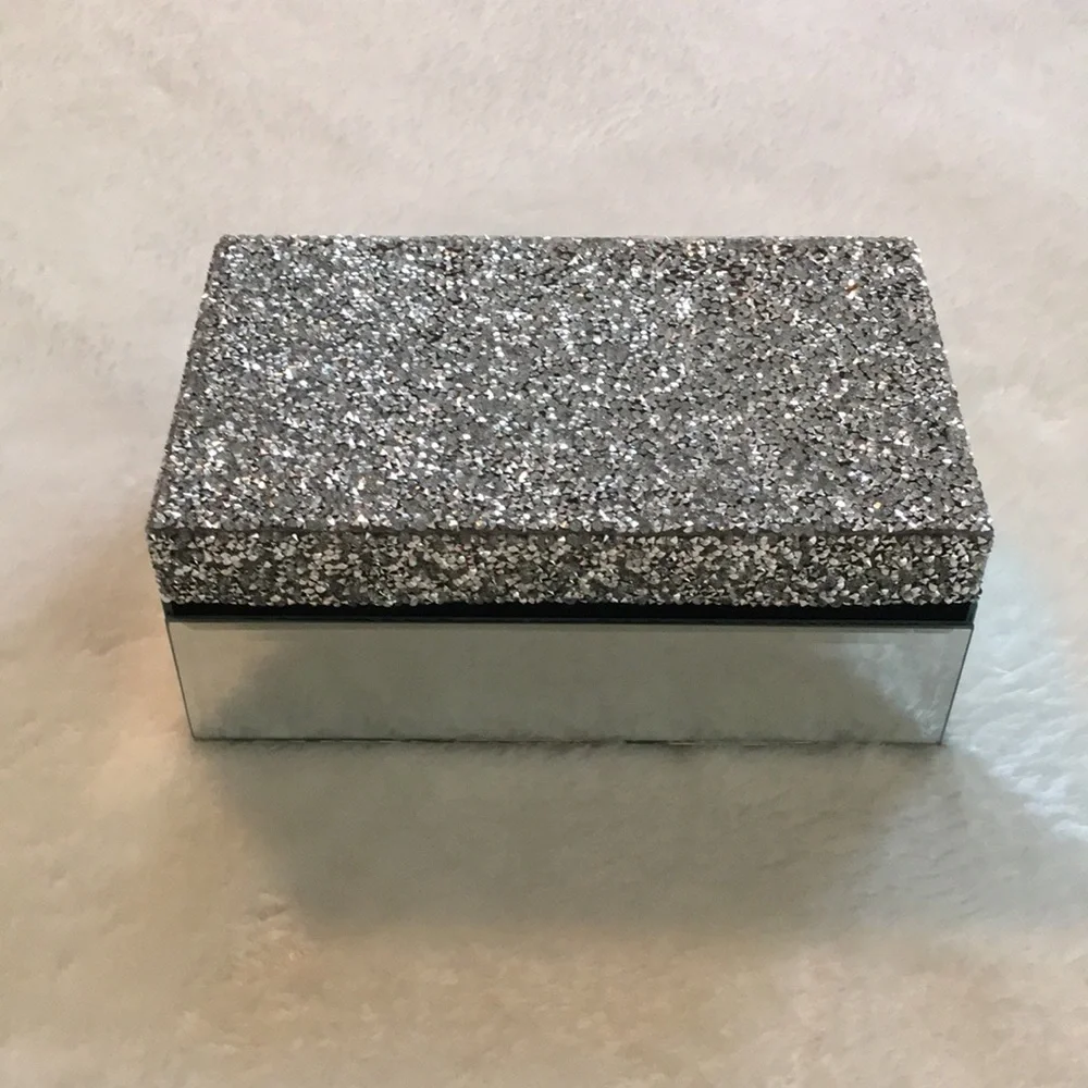 Allure by Jay Silver Sparkle Mirror Jewelry / Makeup / Storage Box